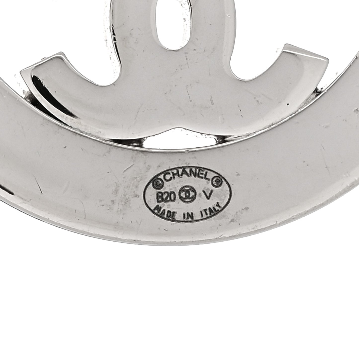 Crystal CC Round Earrings Silver