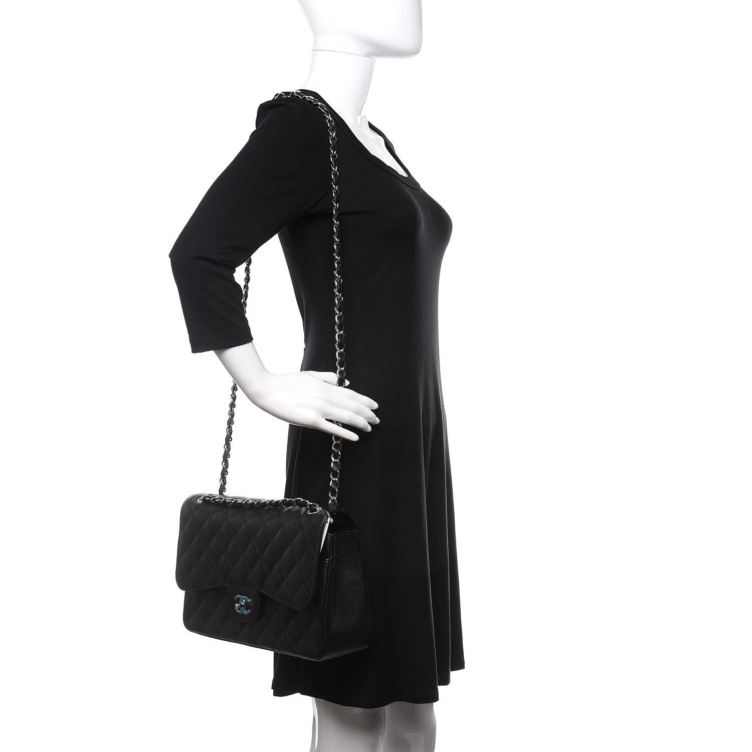 Chanel Caviar Quilted Jumbo Double Flap Black 2 of 12