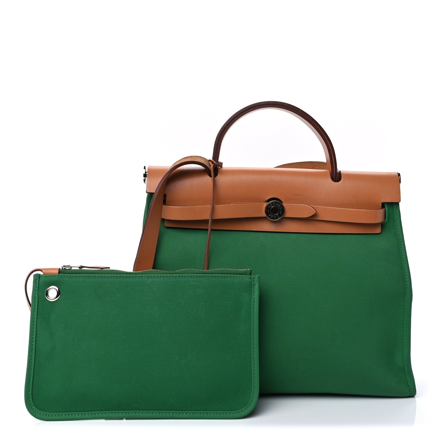 Hermes Vache Hunter Toile Herbag Zip 31 PM  Bambou Natural 1 of 11