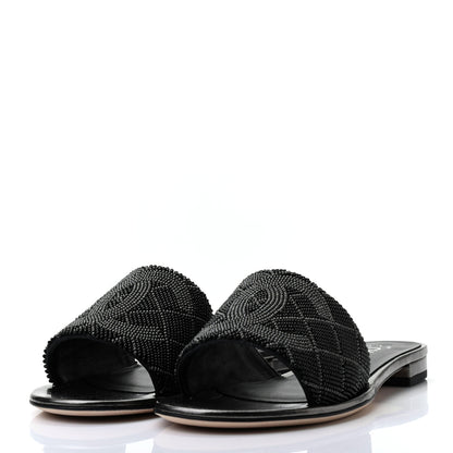 Chanel Pearl Embroidery CC Mules 36.5 Black 3 of 9