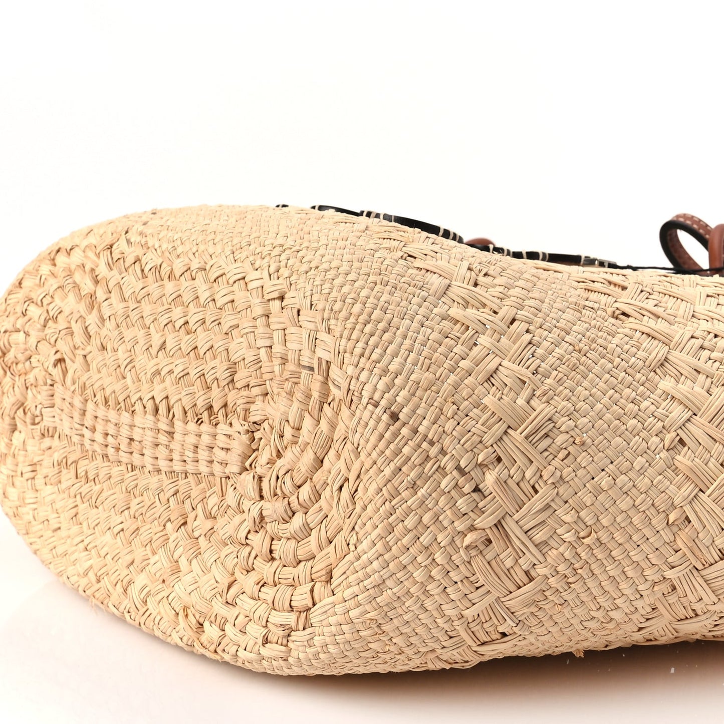 Calfskin Raffia Paulas Ibiza Medium Anagram Basket Tote Bag Natural Tan