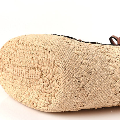 Loewe Calfskin Raffia Paulas Ibiza Medium Anagram Basket Tote Bag Natural Tan 7 of 7