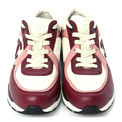 Chanel Calfskin CC Sneakers 39.5  Light Burgundy White Pink 4 of 8