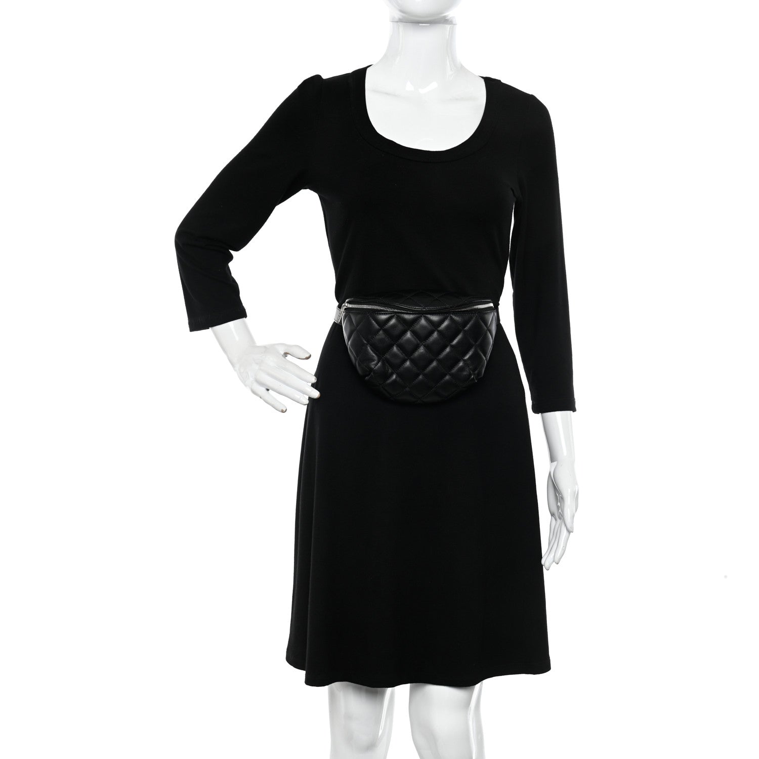 Chanel Calfskin Quilted Waist Belt Bag Black 2 of 9