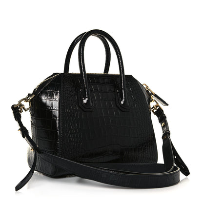 Givenchy Calfskin Crocodile Embossed Mini Antigona Black 3 of 12