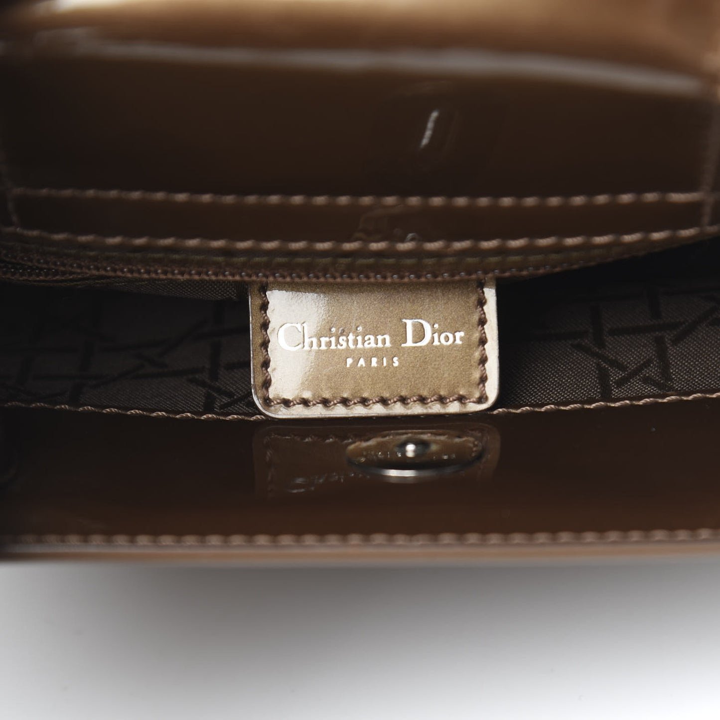 Patent Beaded Malice Tote Brown