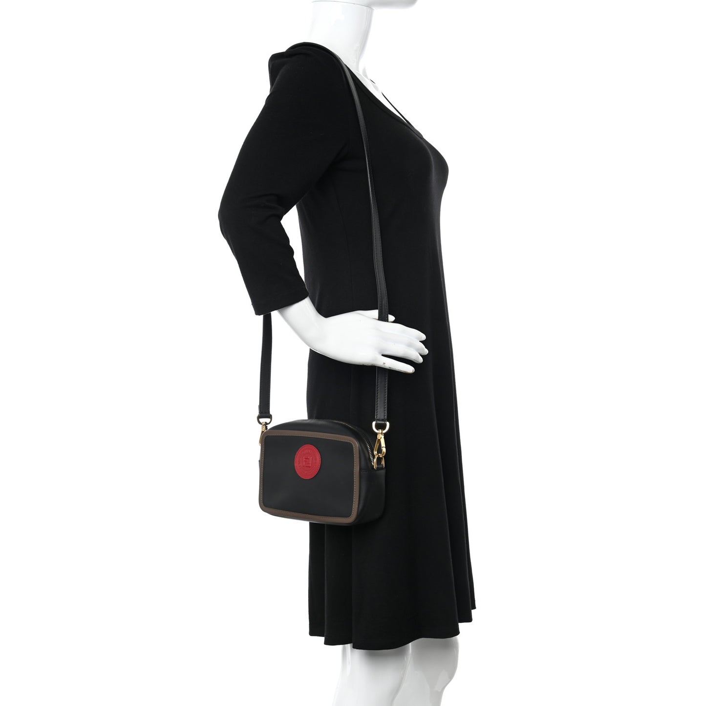 Vitello Century Matte Stamp Patch Bi-Color Mini Camera Case Black Maya Fragola