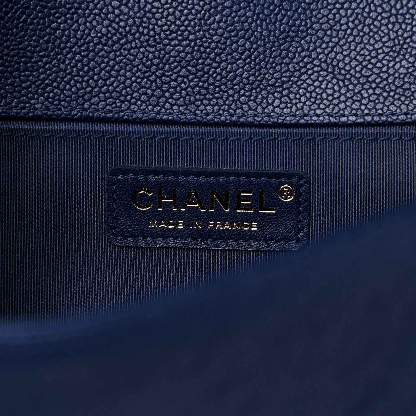 Caviar Chevron Quilted Medium Boy Flap Navy