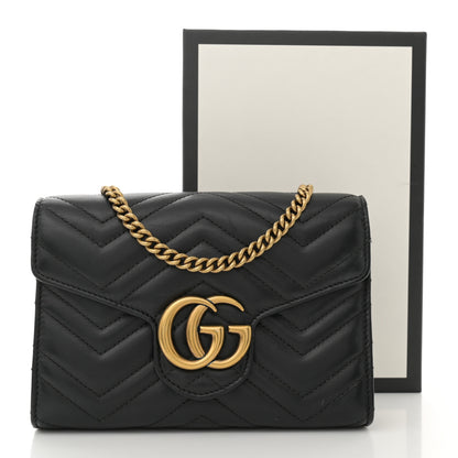Gucci Calfskin Matelasse GG Marmont Chain Wallet Black 15 of 15
