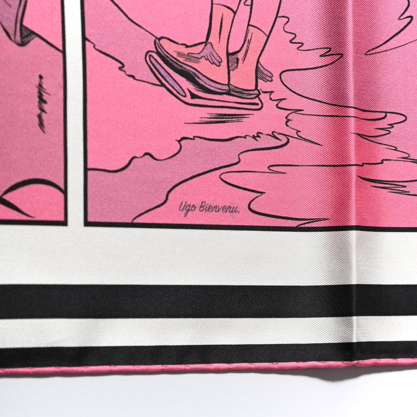 Silk Wow Double Face Scarf 90 Rose Vert Rose Framboise