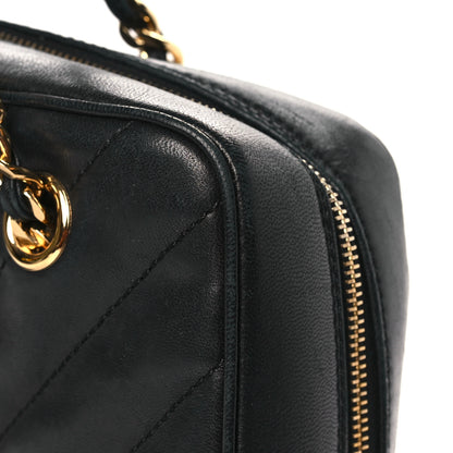 Chanel Lambskin Chevron Quilted Camera Case Black 11 of 12