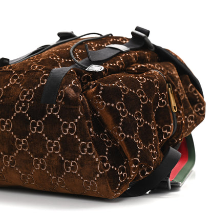 Gucci Velvet GG Monogram Web Medium Double Buckle Backpack Brown Black 7 of 10