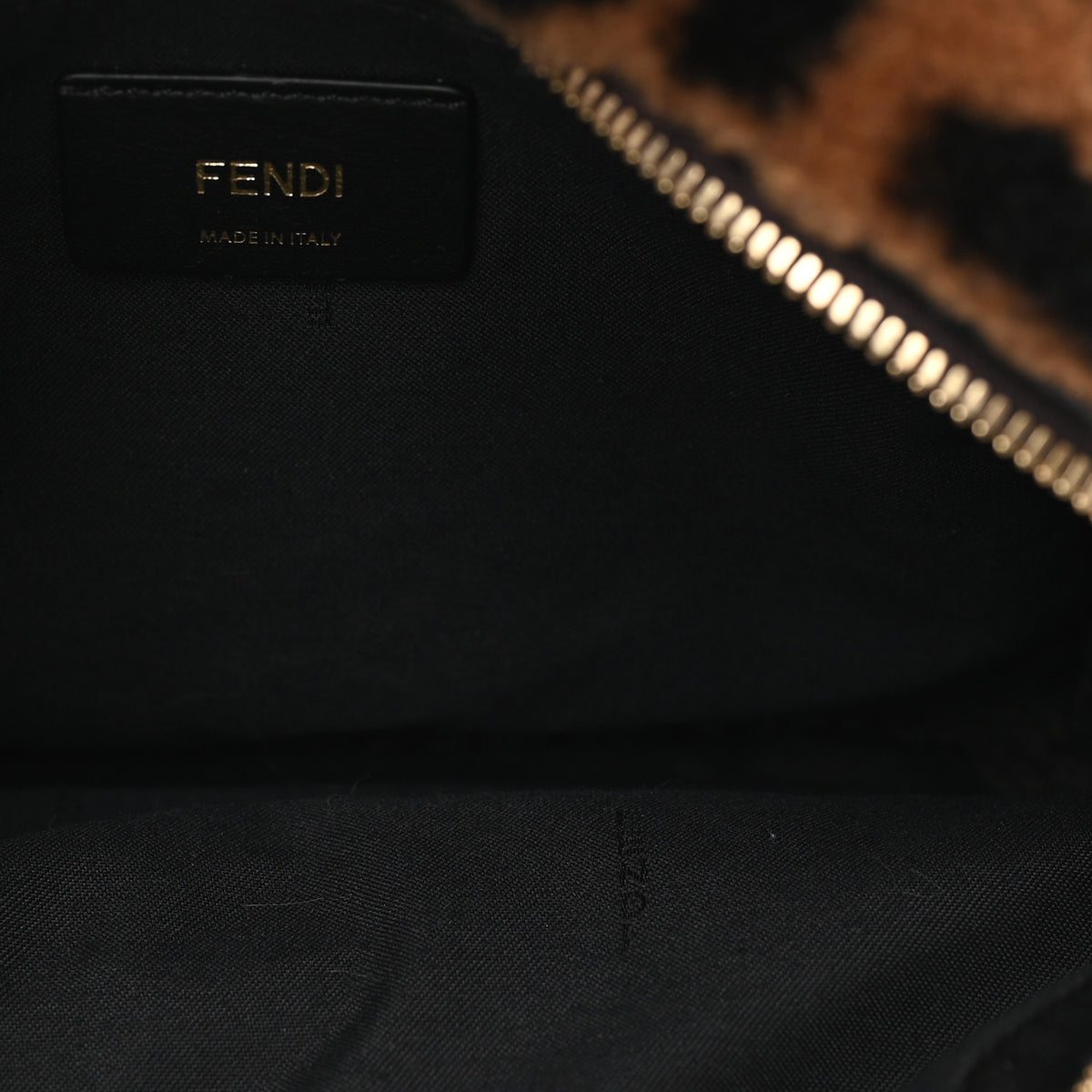 Fendi Shearling Macro FF 1974 Mini Backpack Tobacco Black 4 of 8