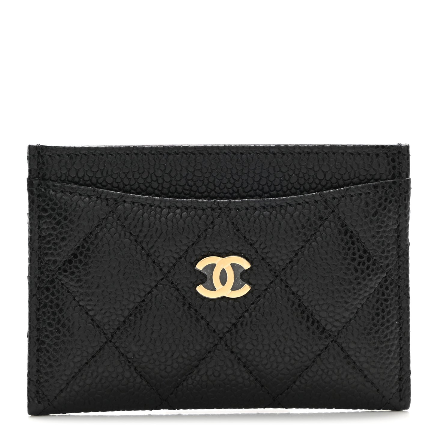 Caviar Quilted Card Holder Black
