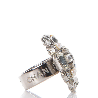 Chanel Baguette Crystal CC Ring 5.75 Silver 5 of 5