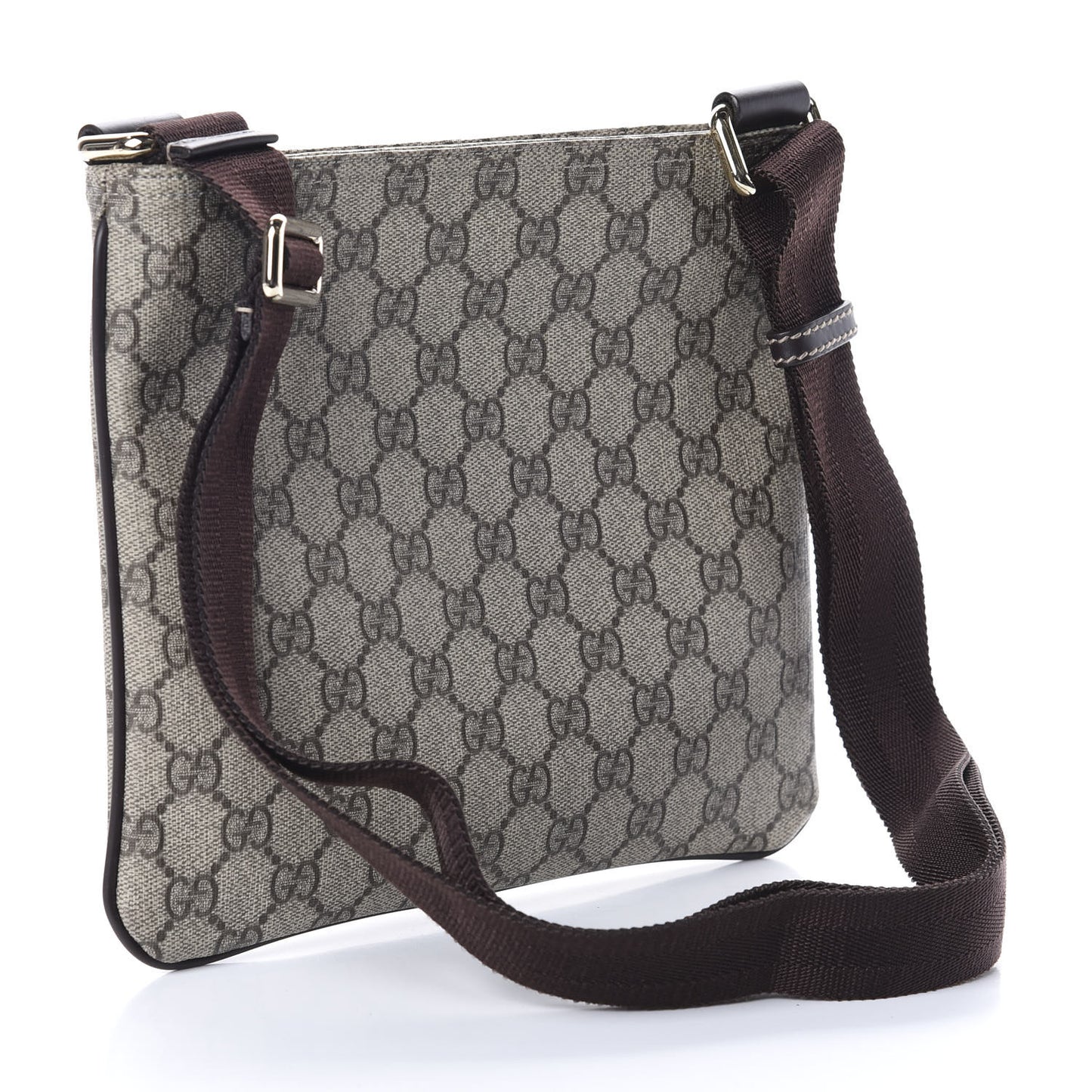 GG Supreme Monogram Small Flat Messenger Bag Dark Brown