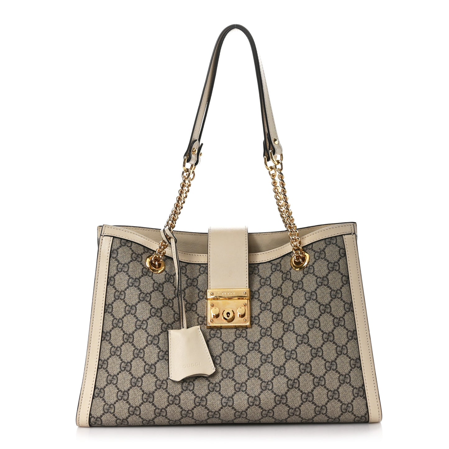 GG Supreme Monogram Medium Padlock Tote White