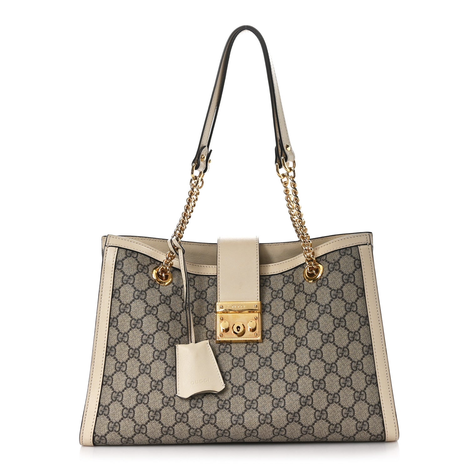 Gucci GG Supreme Monogram Medium Padlock Tote White 1 of 11