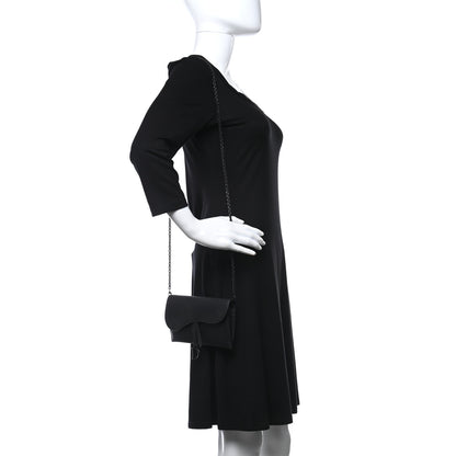 Christian Dior Ultra Matte Calfskin Saddle Chain Wallet Pouch Black 2 of 13