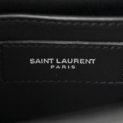 Saint Laurent Calfskin Crocodile Embossed Small Classic Monogram Kate Tassel Satchel Black 6 of 7