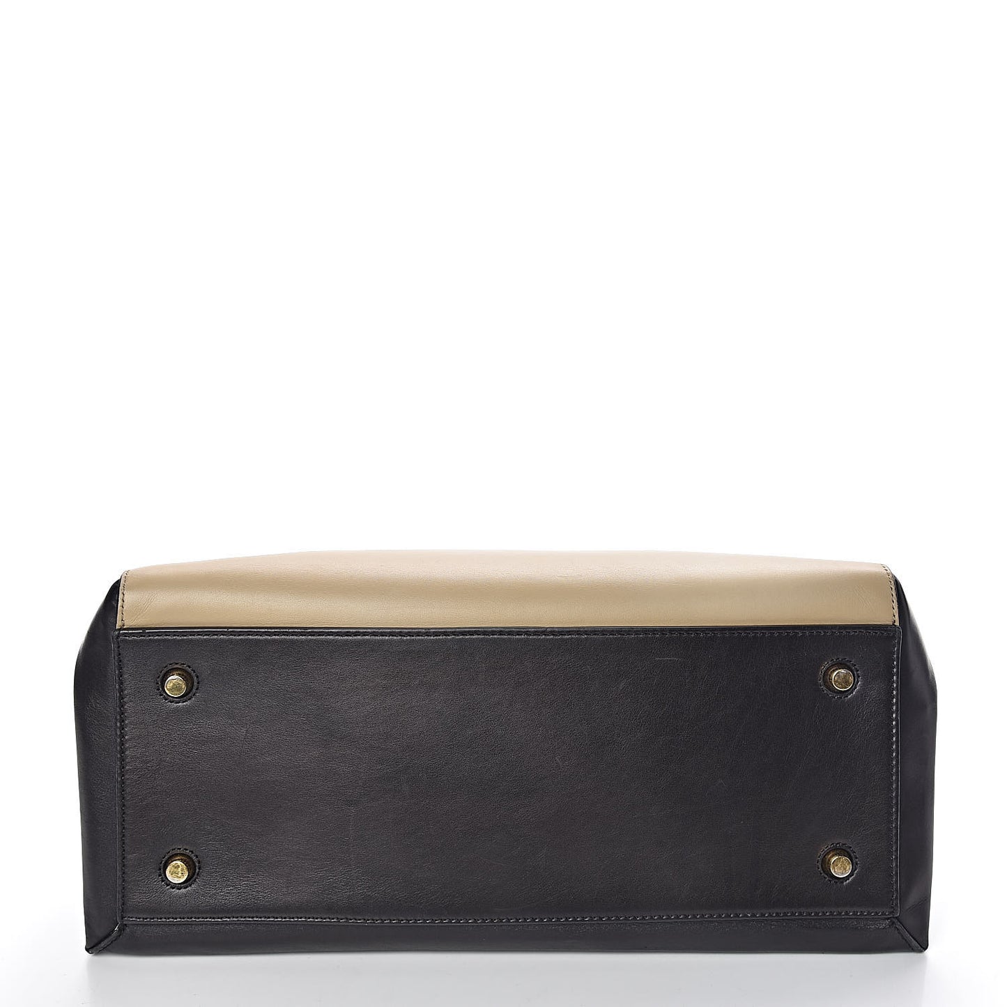 Smooth Calfskin Medium Bi-Color Edge Shoulder Bag Black Cream