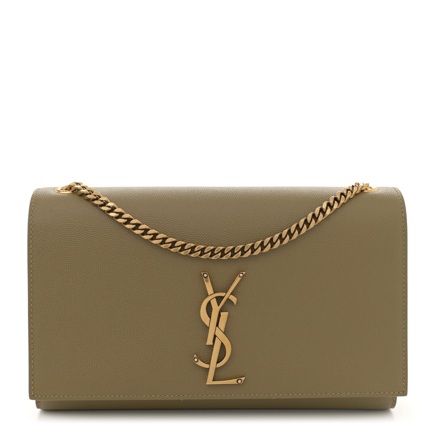 Saint Laurent Grain De Poudre Medium Monogram Kate Satchel Hazel Green 1 of 11
