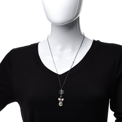 Chanel Ruthenium Pearl CC Drop Necklace 2 of 6