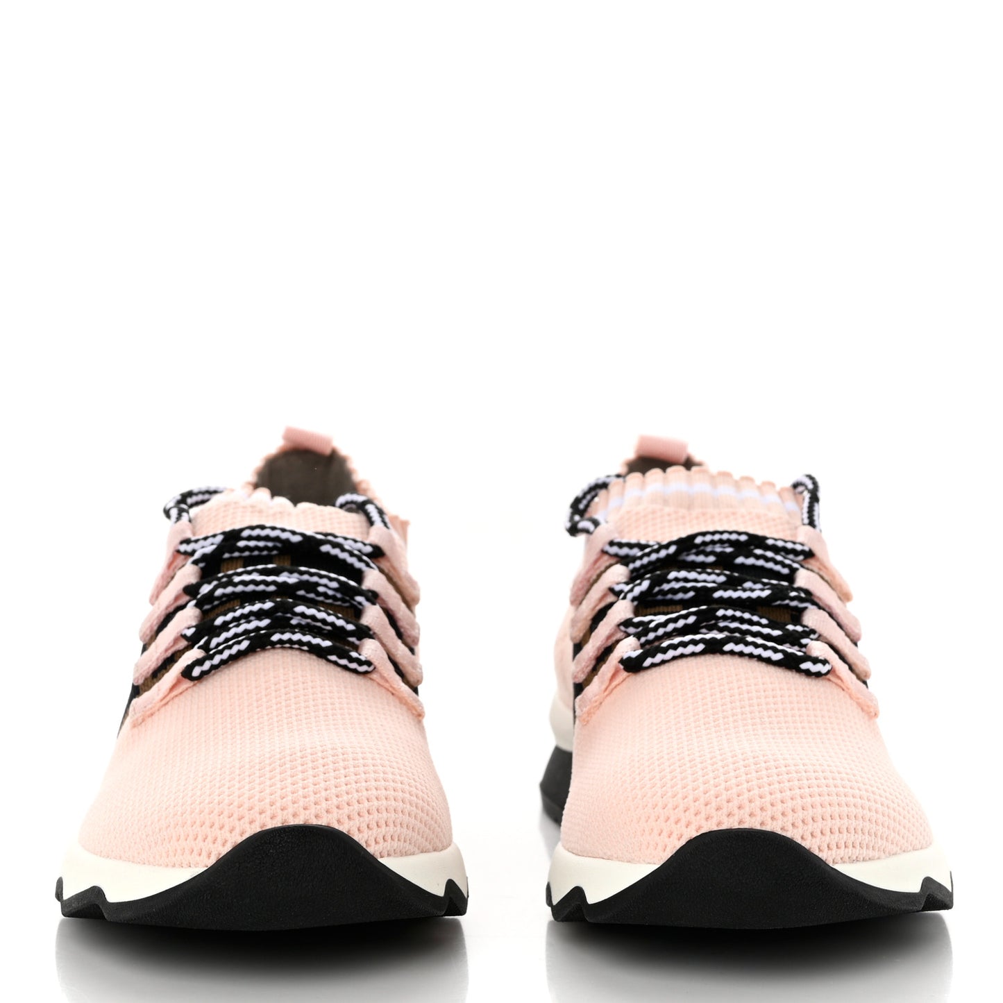 Stretch Knit Jacquard FF Lace-Up Sock Sneakers 38.5 Pink