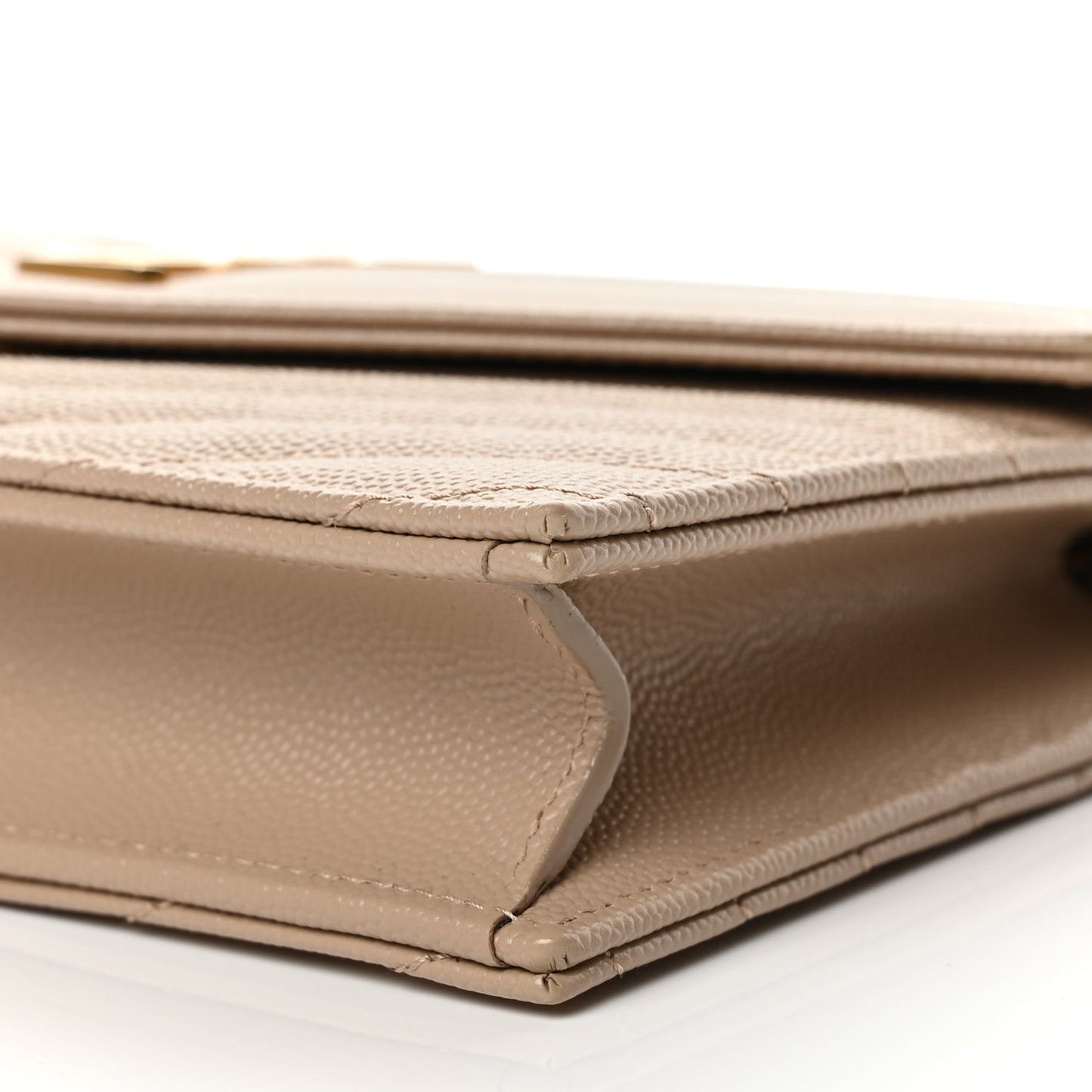 Grain De Poudre Matelasse Chevron Monogram Envelope Chain Wallet Dark Beige