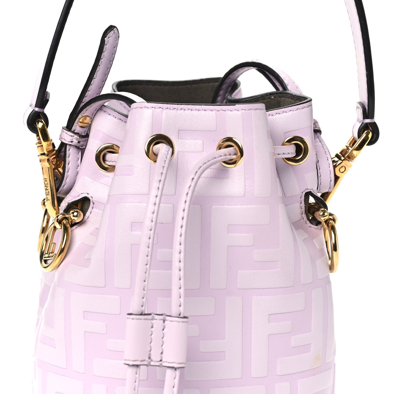 Fendi Vitello Termosport F is  FF 1974 Embossed Mini Mon Tresor Bucket Bag  Anemone 6 of 8