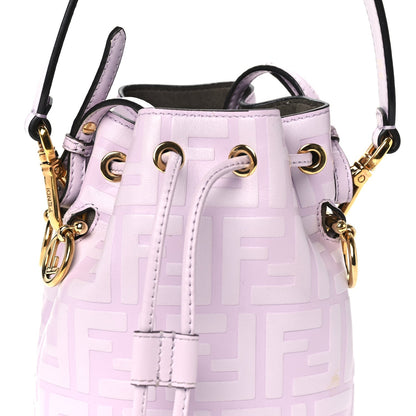 Fendi Vitello Termosport F is  FF 1974 Embossed Mini Mon Tresor Bucket Bag  Anemone 6 of 8