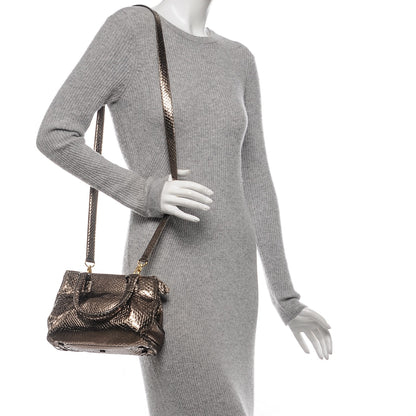 Nancy Gonzalez Metallic Python Double Zip Satchel 2 of 7