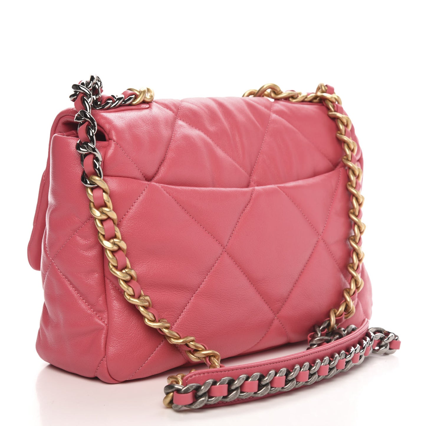 Goatskin Quilted Large 19 Flap Pink