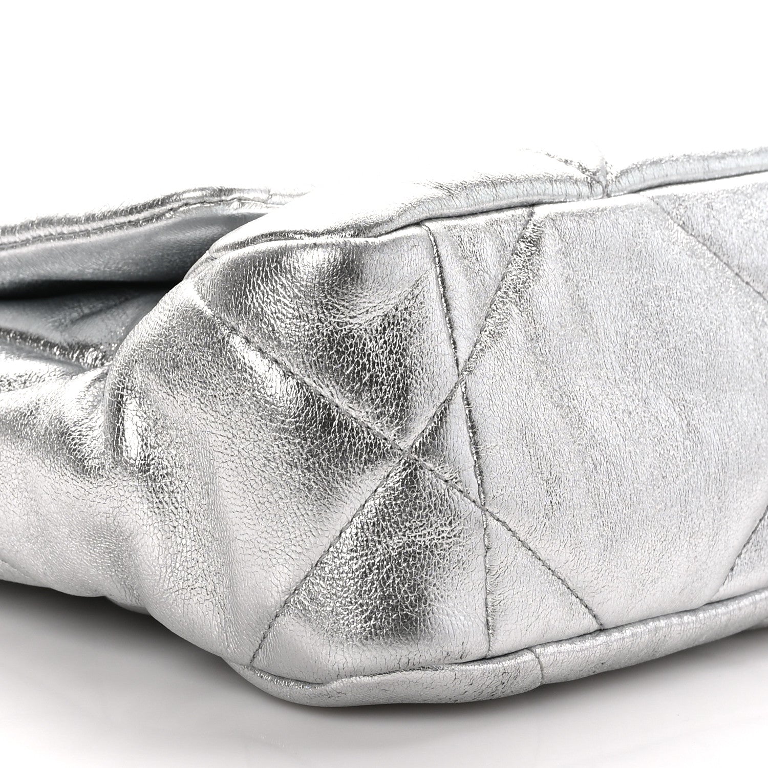 Chanel Metallic Goatskin Quilted Medium Chanel 19 Flap Silver 9 of 10