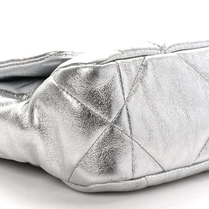 Chanel Metallic Goatskin Quilted Medium Chanel 19 Flap Silver 9 of 10