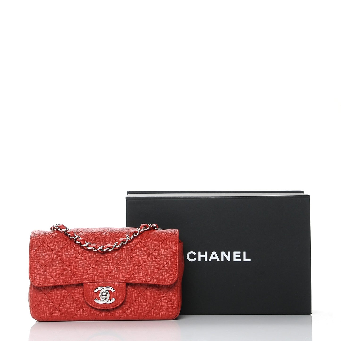 Caviar Quilted Mini Rectangular Flap Red