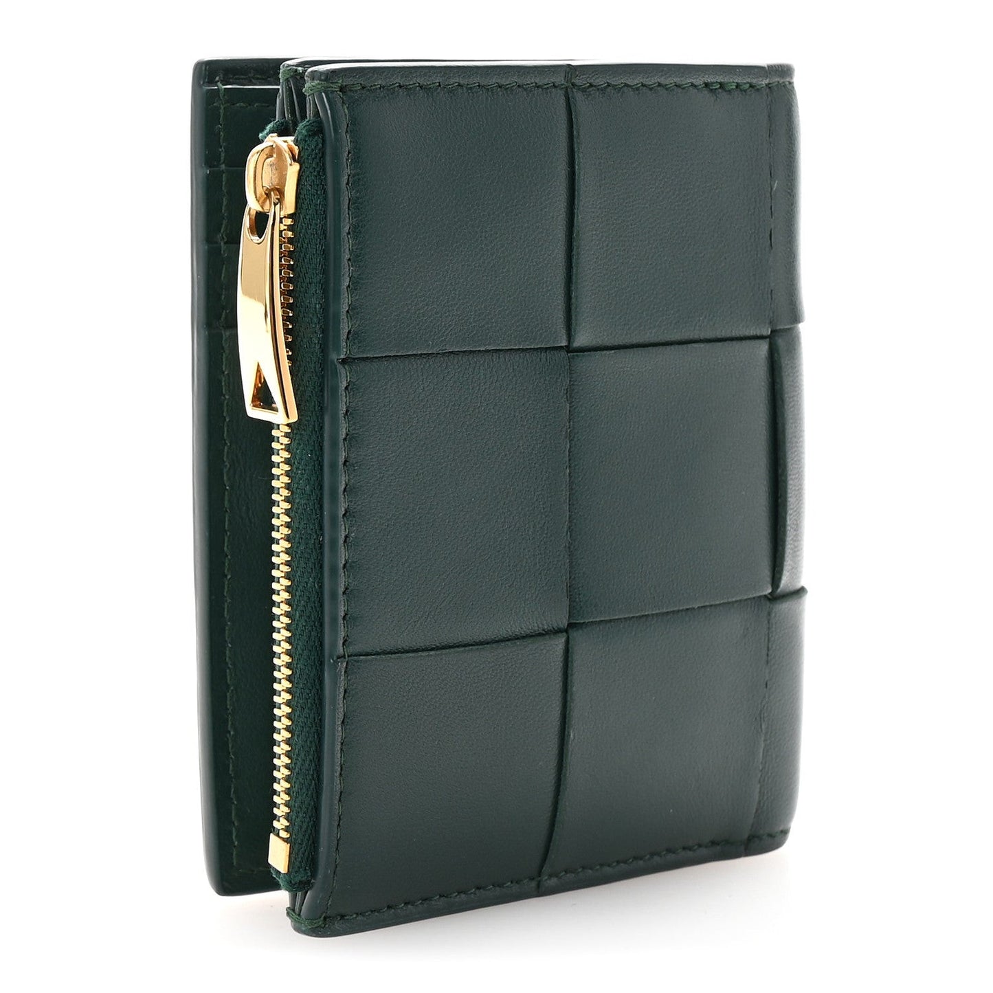 Nappa Maxi Intrecciato Bifold Zip Wallet Raintree