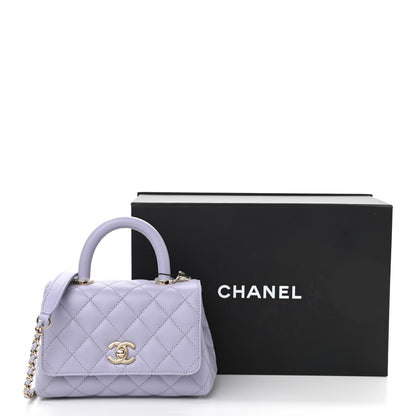 Chanel Caviar Quilted Extra Mini Coco Handle Flap Light Purple 11 of 11
