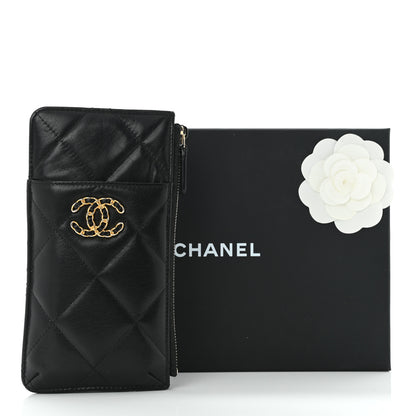 Chanel Lambskin Quilted Chanel 19 Phone and Card Holder Black 10 of 10