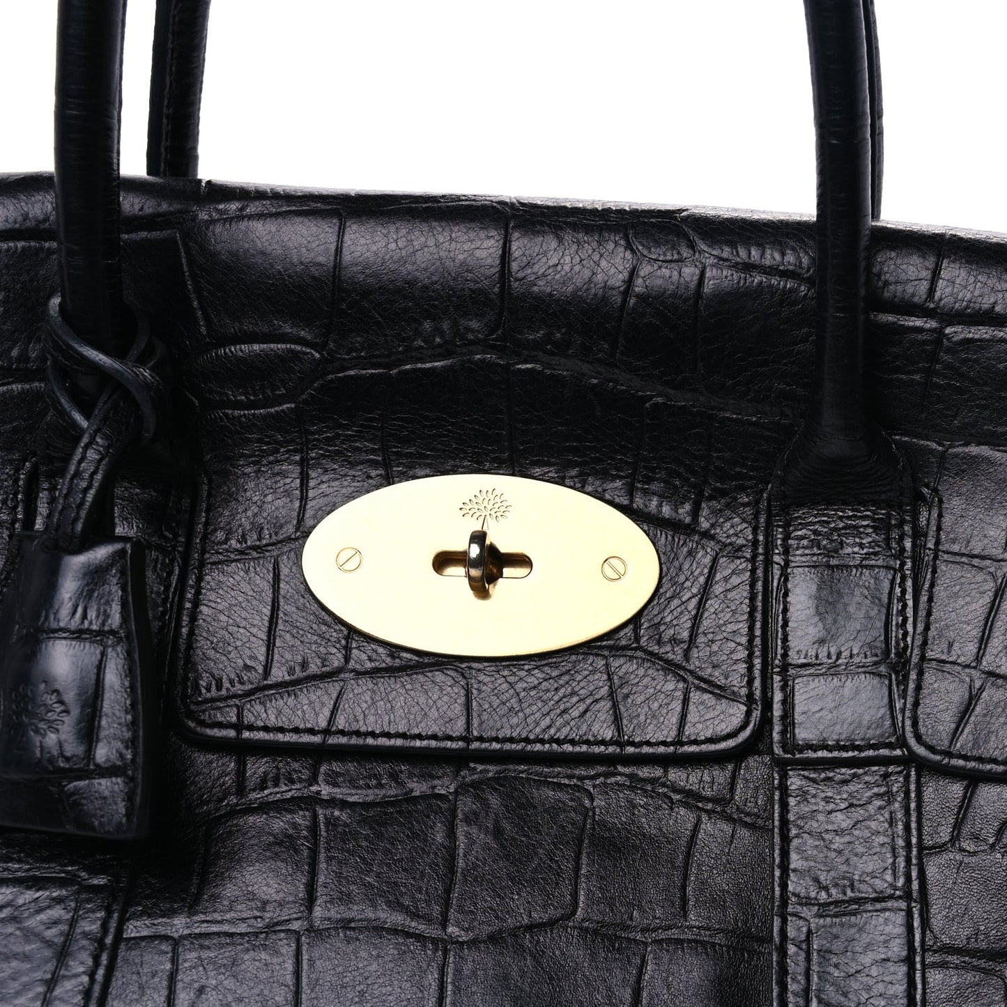 Calfskin Crocodile Embossed Bayswater  Black