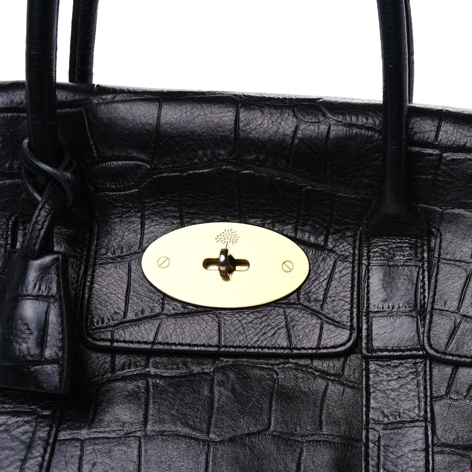 Mulberry Calfskin Crocodile Embossed Bayswater  Black 6 of 7