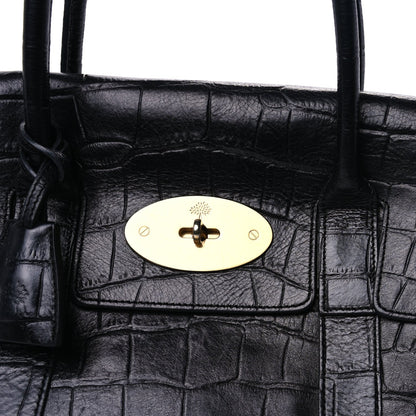 Mulberry Calfskin Crocodile Embossed Bayswater  Black 6 of 7
