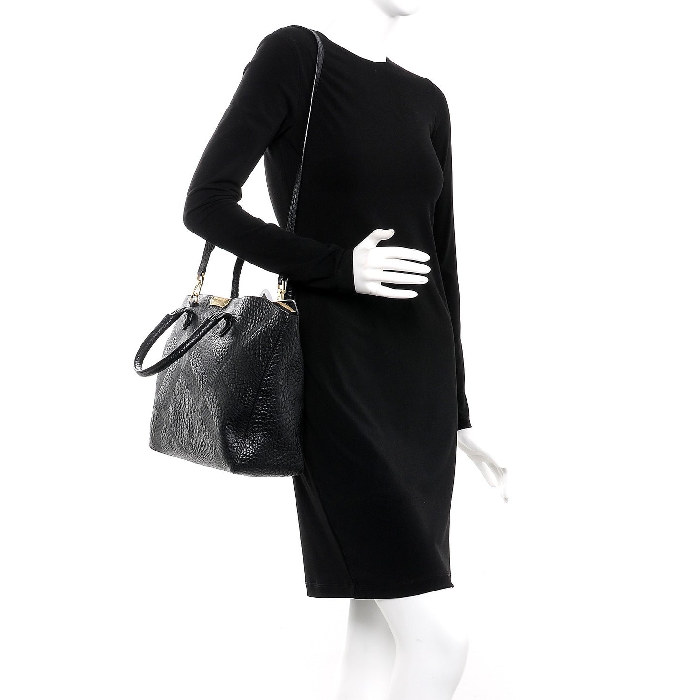 Heritage Grain Check Embossed Medium Dewsbury Tote Black