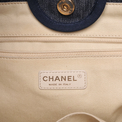 Chanel Denim Large Deauville Tote Dark Blue 6 of 9