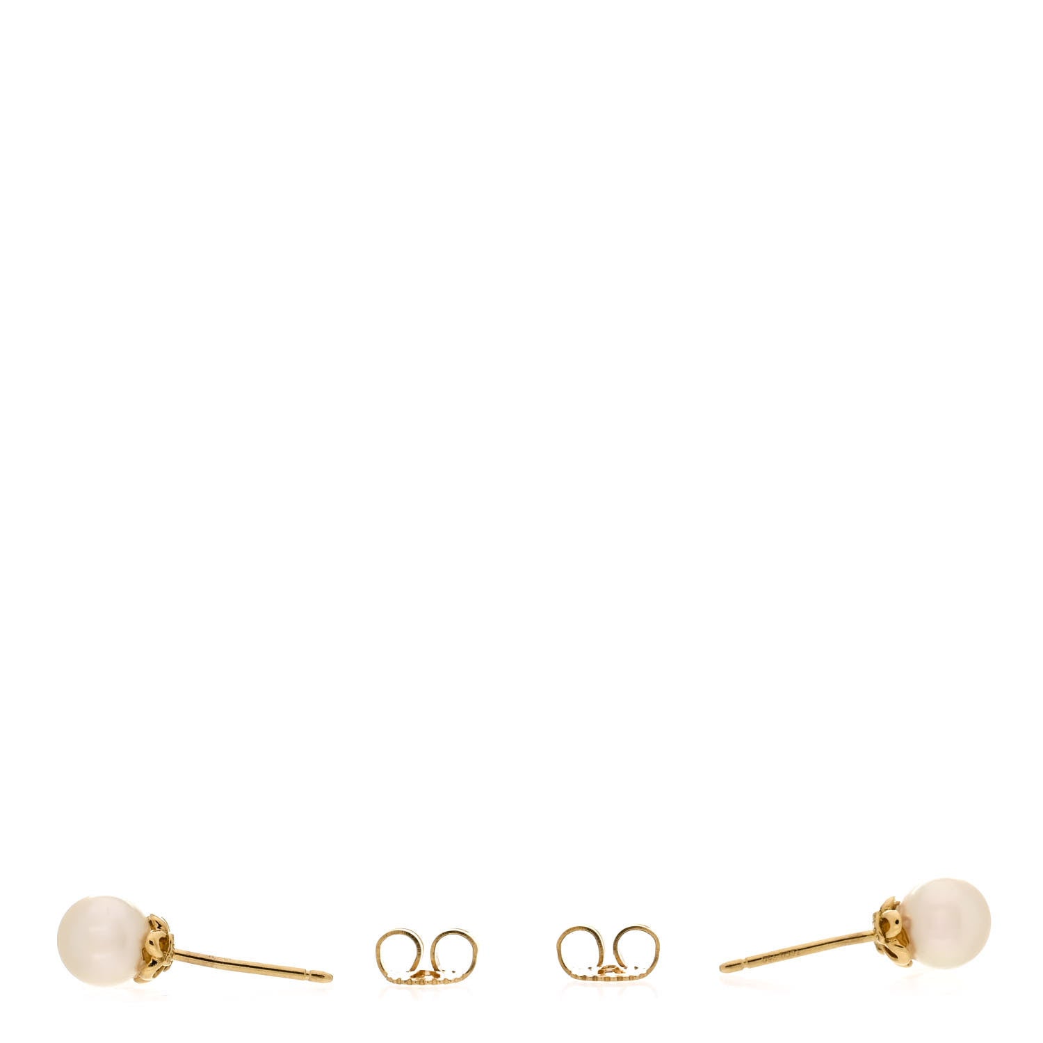 Tiffany 18K Yellow Gold Diamond Akoya Pearl 6.5-7mm Signature Earrings 3 of 4