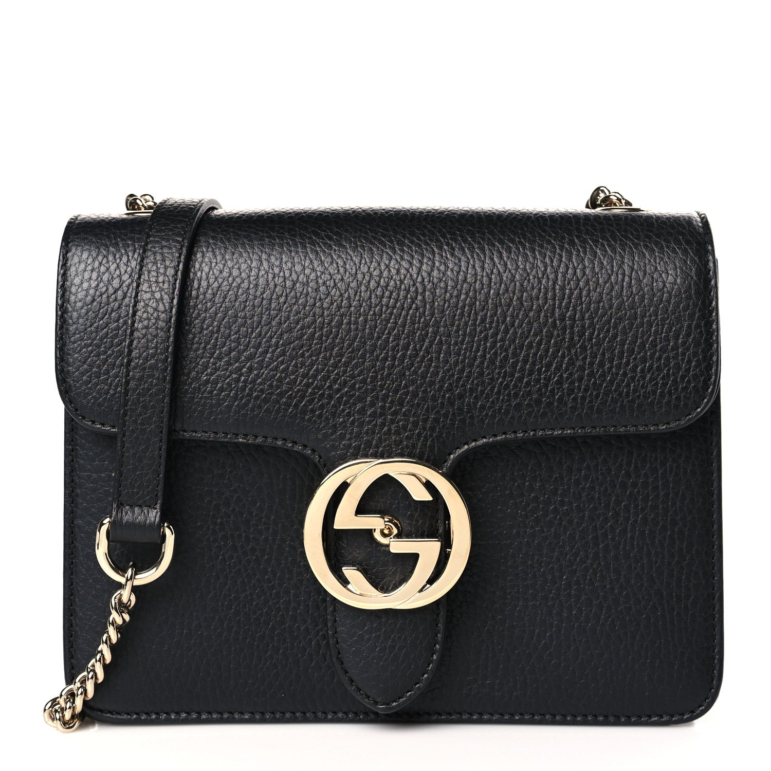 Gucci Dollar Calfskin Small Interlocking G Shoulder Bag Black 1 of 9