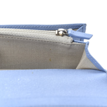 Chanel Goatskin Camellia Embossed Yen Wallet Blue 12 of 13