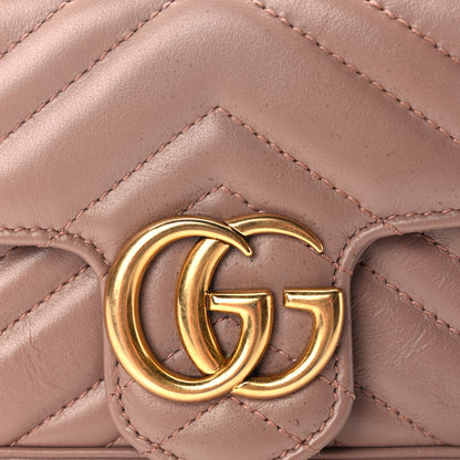 Gucci Calfskin Matelasse Super Mini GG Marmont Shoulder Bag Porcelain Rose 7 of 10