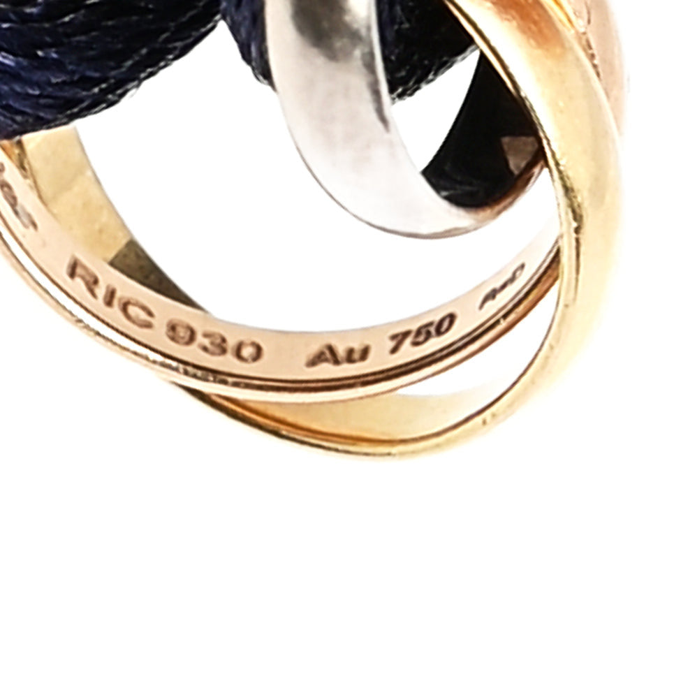 18K Pink Yellow White Gold Trinity Adjustable Cord Bracelet  Navy