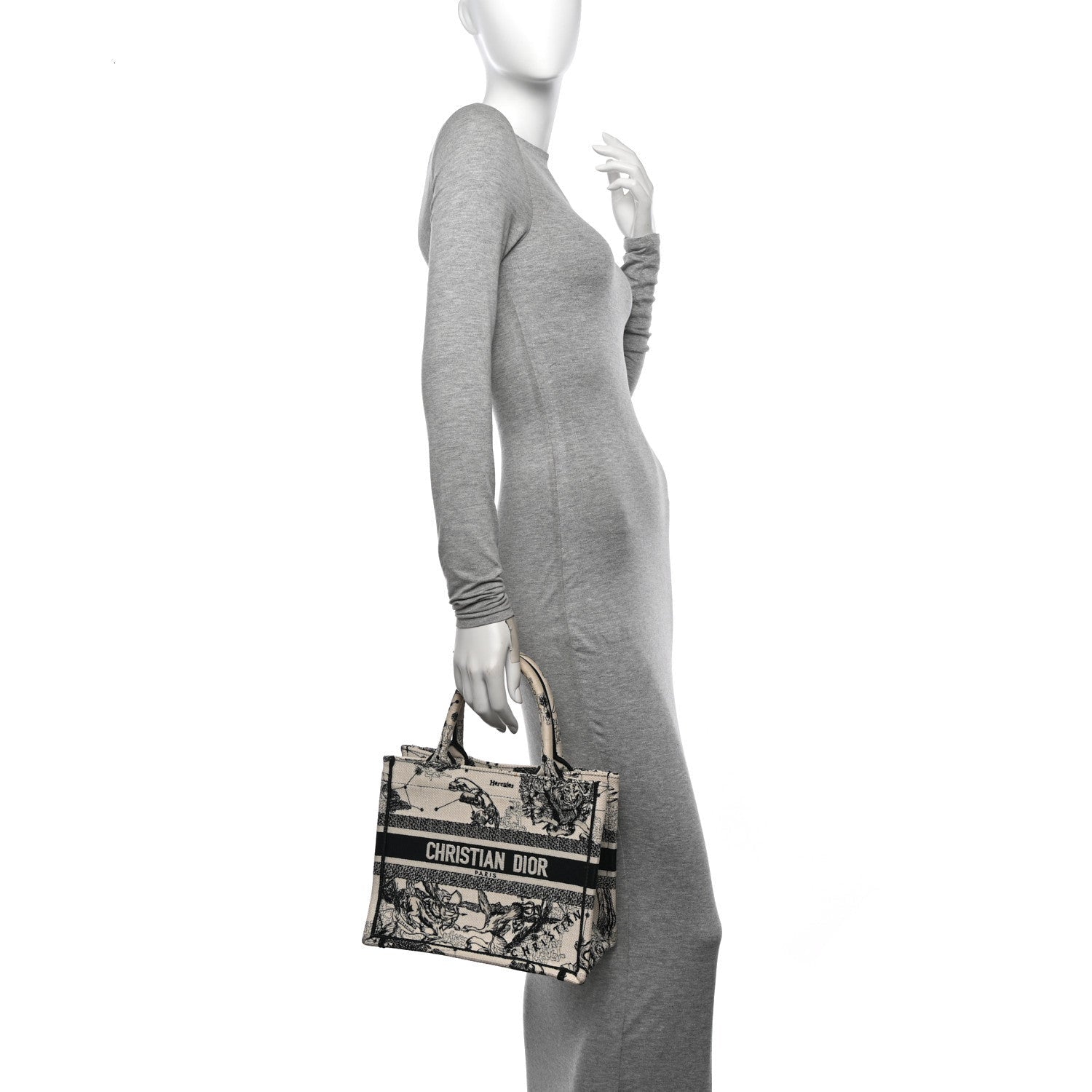 Christian Dior Canvas Embroidered Small Zodiac Toile De Jouy Book Tote Latte 2 of 7